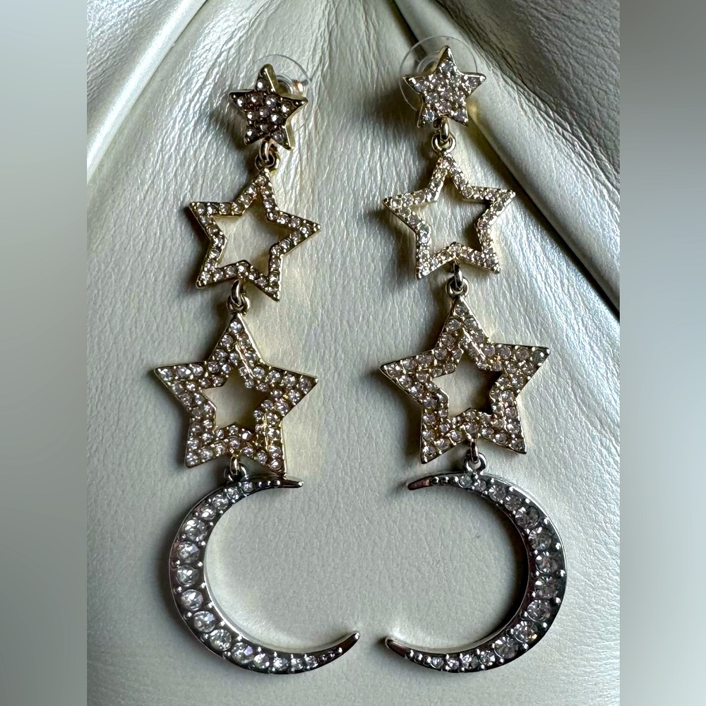 Star and Moon Drop Earrings